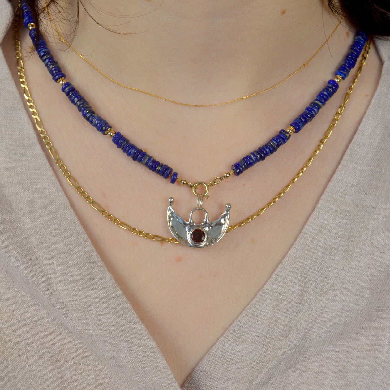 Garnet Moon Pendant