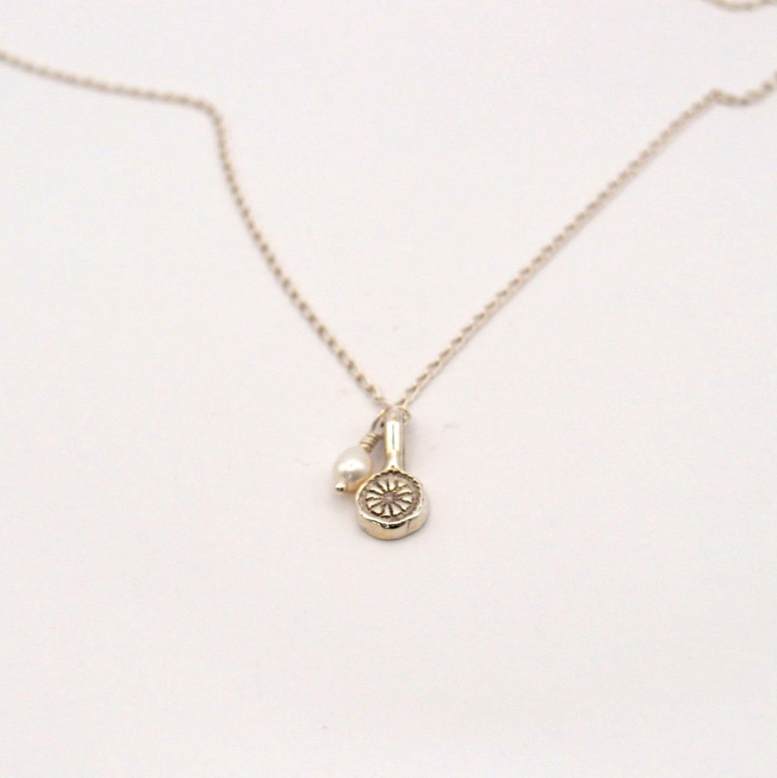 Wildflower Charm Necklace | Sterling Silver with Freshwater Pearl