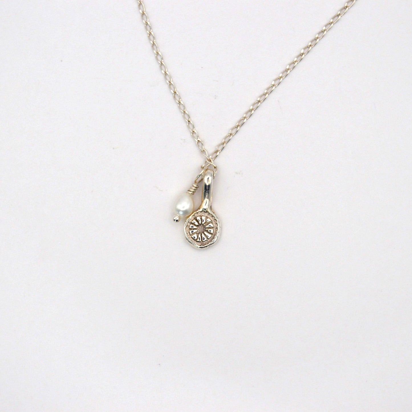 Wildflower Charm Necklace | Sterling Silver with Freshwater Pearl