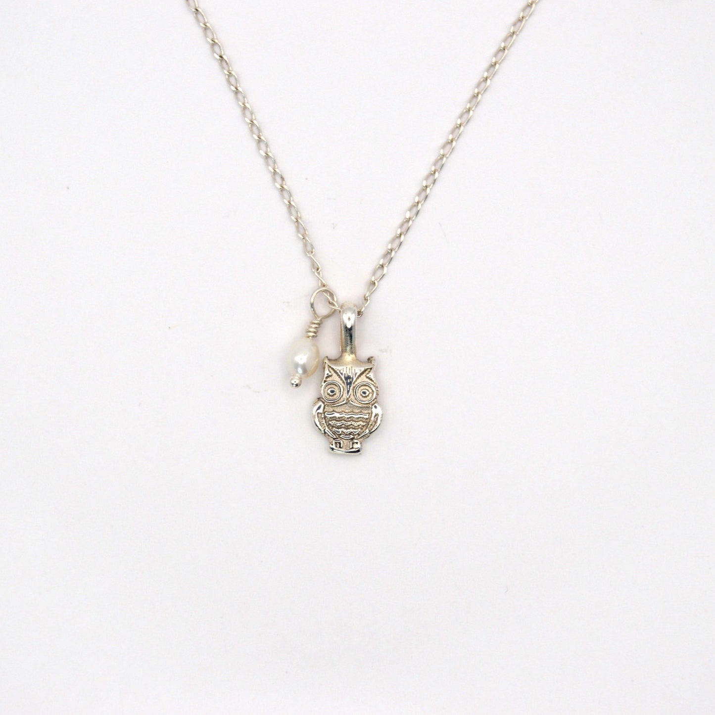 Starlight Owl | Elegant Silver Owl & Pearl Necklace