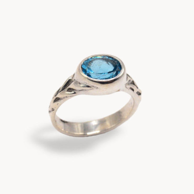 Azure Ring | Sterling Silver & Sky Blue Topaz Ring