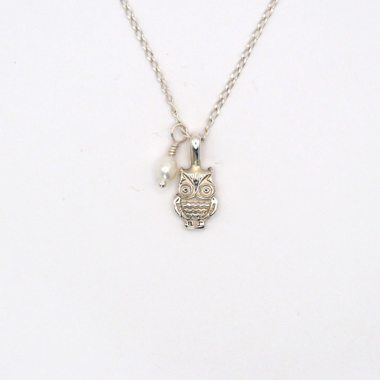 Starlight Owl | Elegant Silver Owl & Pearl Necklace