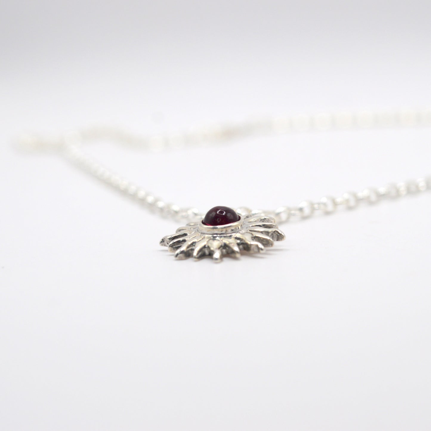Sunna Necklace | Carved Sun Pendant with Tourmaline Gemstone