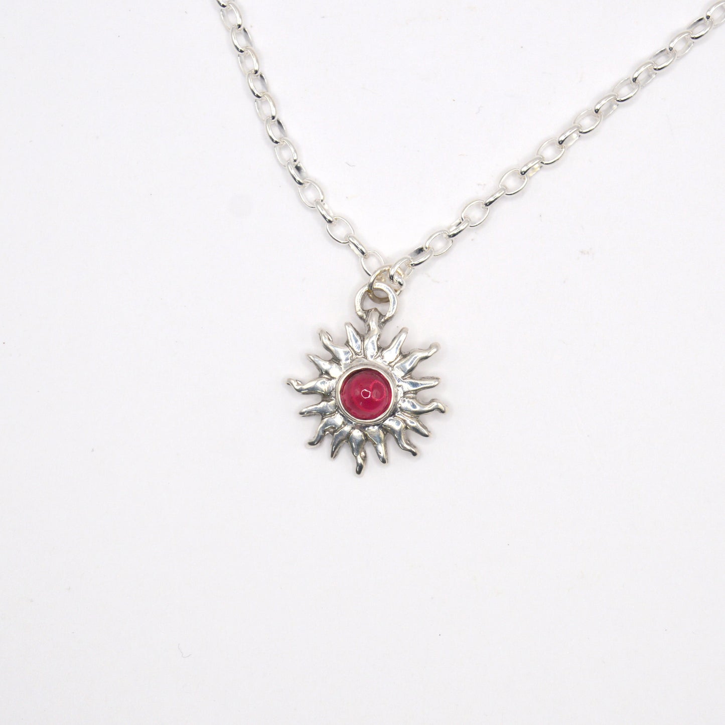 Sunna Necklace | Carved Sun Pendant with Tourmaline Gemstone