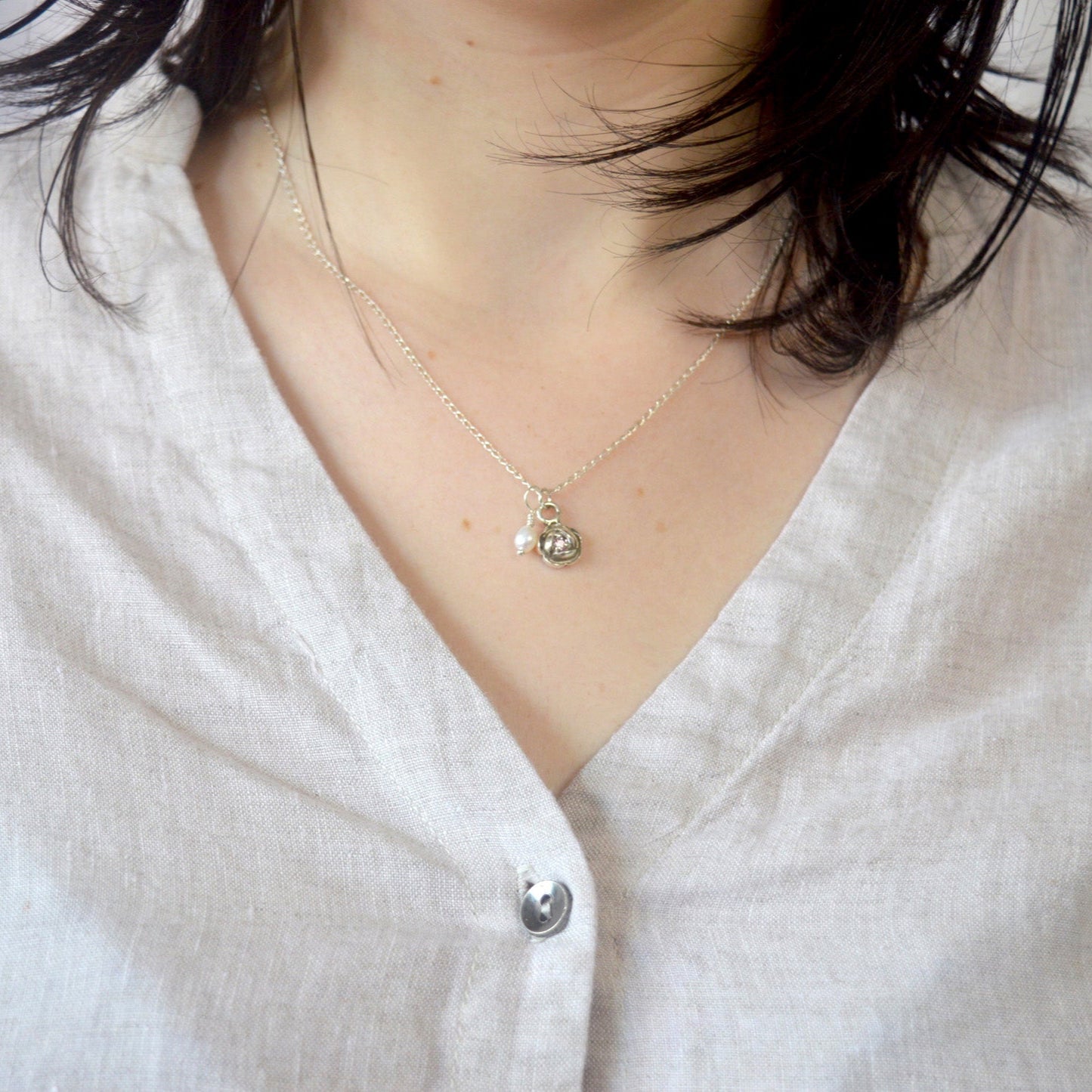 Venus Rose Necklace | Ancient Sterling Silver & Sapphire Talisman