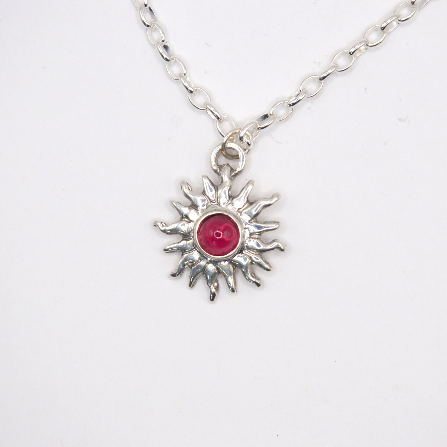 Sunna Necklace | Carved Sun Pendant with Tourmaline Gemstone