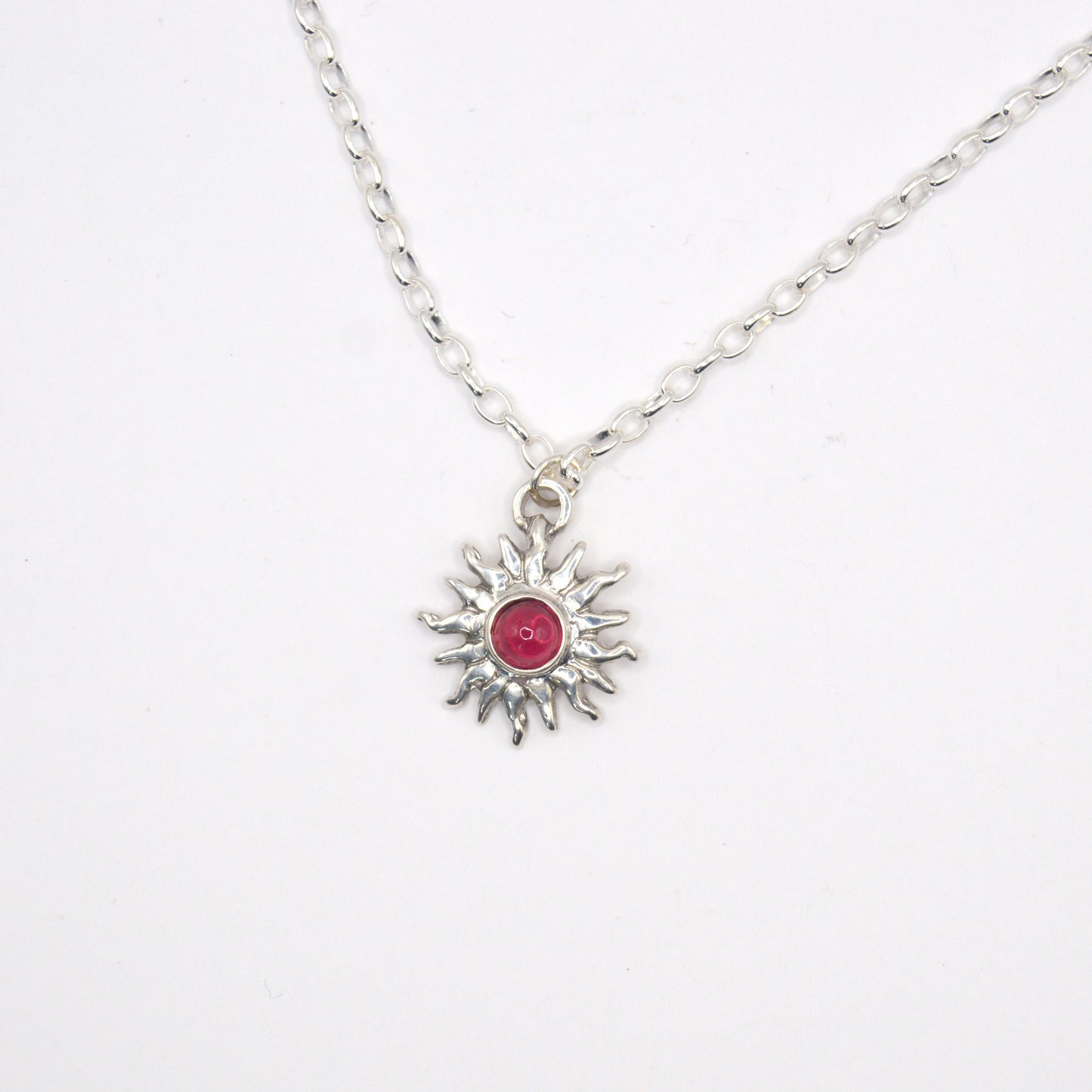 Sunna Necklace | Carved Sun Pendant with Tourmaline Gemstone
