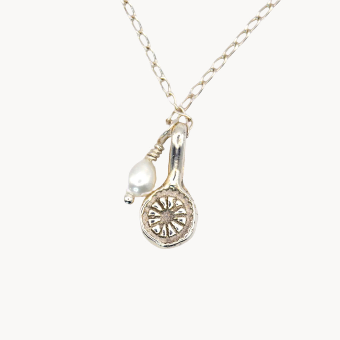 Wildflower Charm Necklace | Sterling Silver with Freshwater Pearl