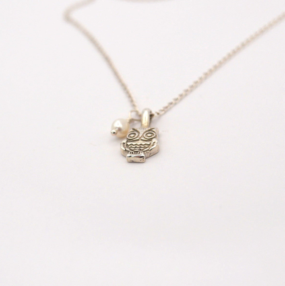 Starlight Owl | Elegant Silver Owl & Pearl Necklace