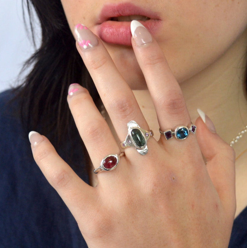 Valentina Ring | Handcrafted London Topaz & Garnet Ring