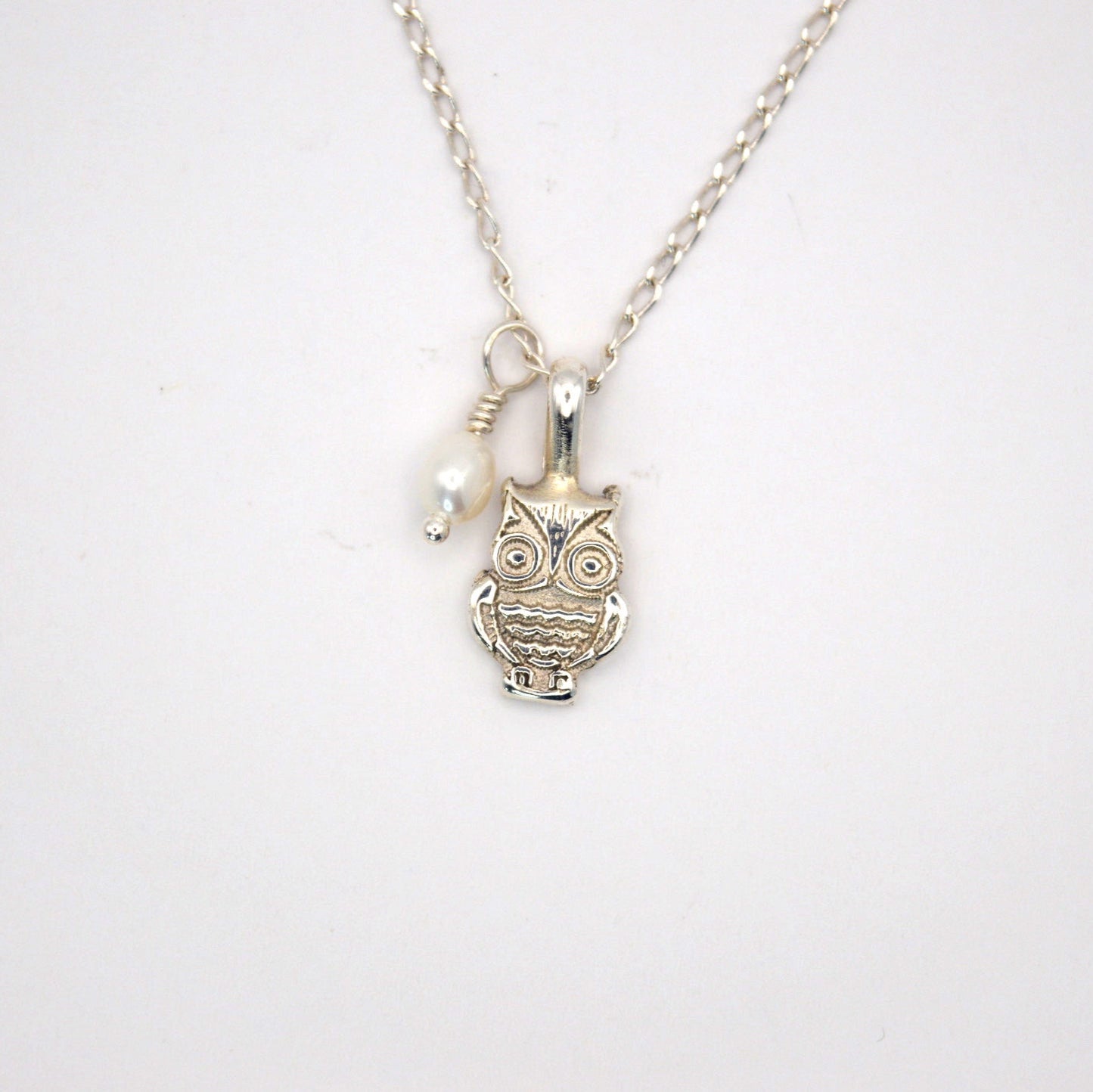 Starlight Owl | Elegant Silver Owl & Pearl Necklace