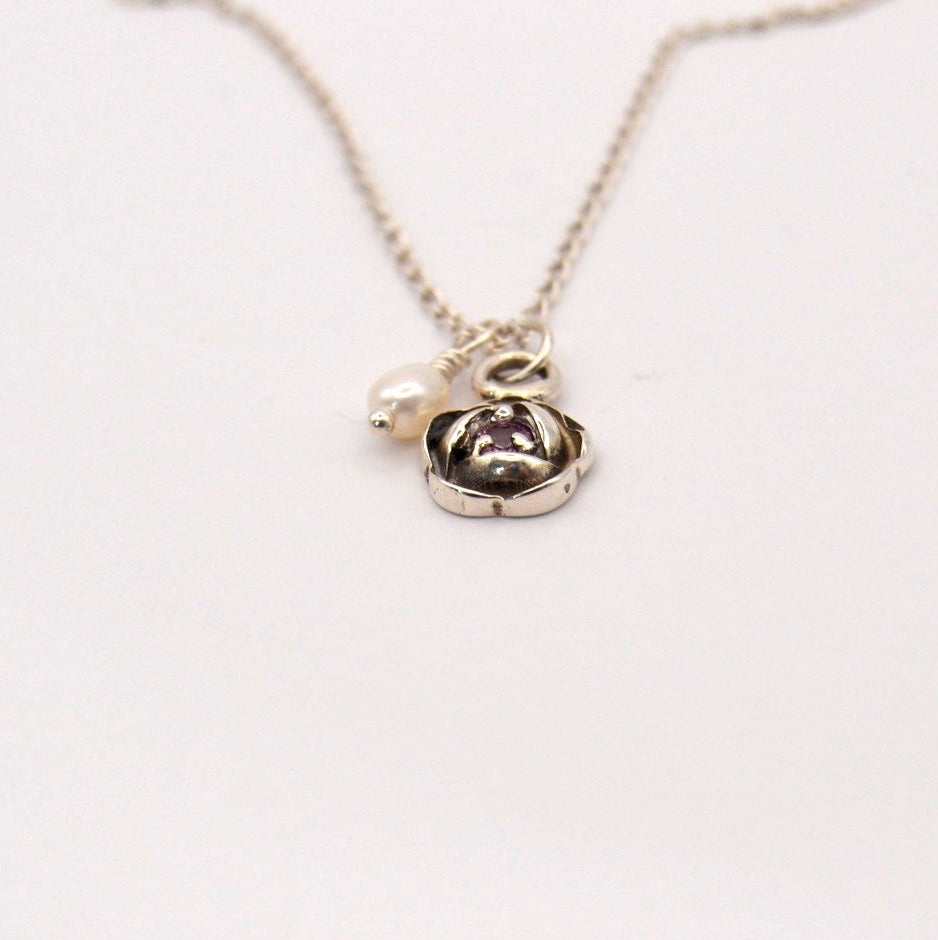 Venus Rose Necklace | Ancient Sterling Silver & Sapphire Talisman