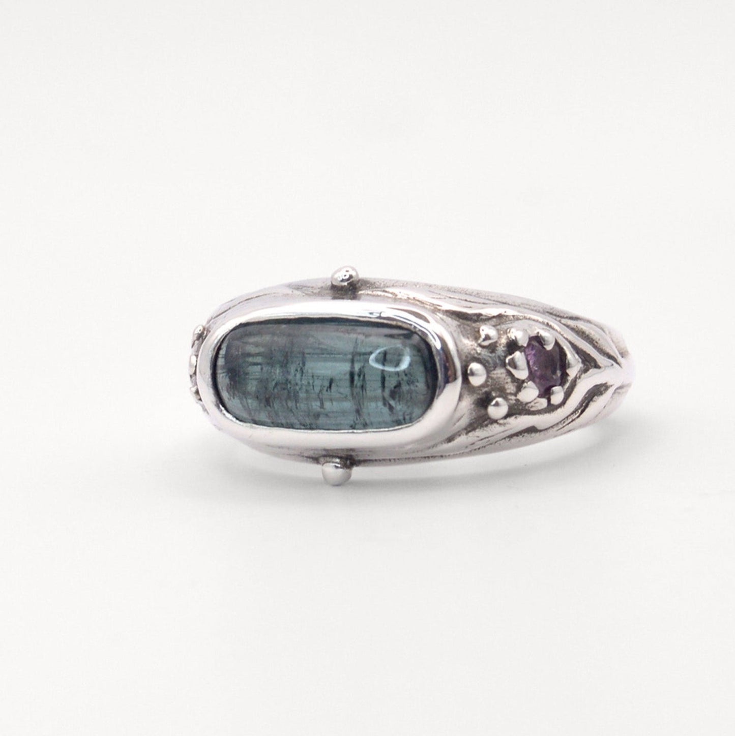 Amphitrite Ring | Sterling Silver with Tourmaline & Sapphire