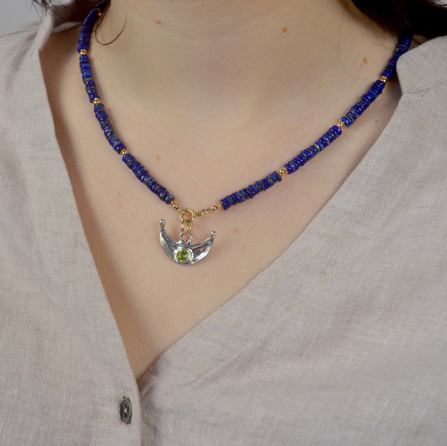 Lapis Lazuli & Pearl Necklace | Solid Gold & Handcrafted