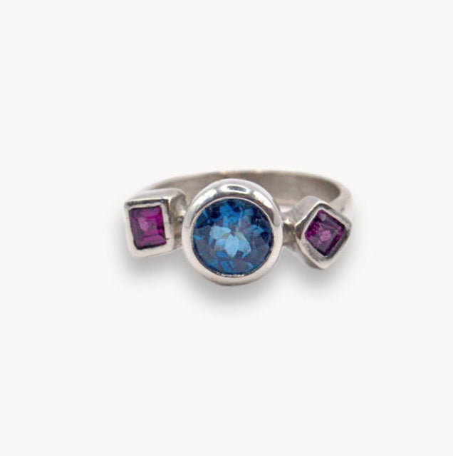 Valentina Ring | Handcrafted London Topaz & Garnet Ring