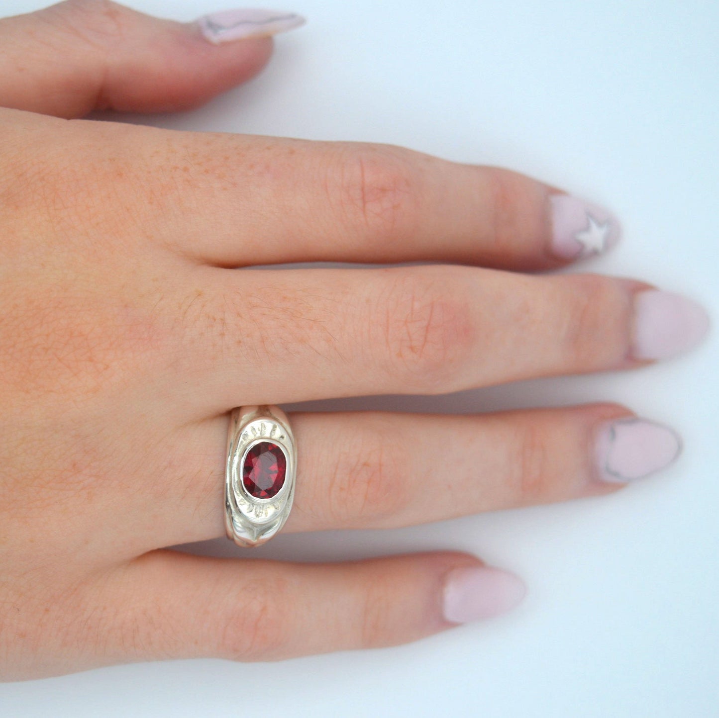 Hestia Ring: Gold or Sterling Silver Ruby Ring