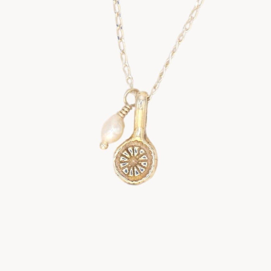 Wildflower Charm Necklace | Sterling Silver with Freshwater Pearl