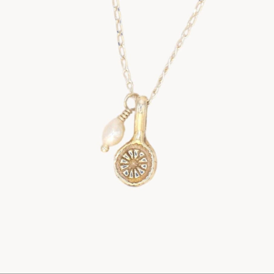 Wildflower Charm Necklace | Sterling Silver with Freshwater Pearl