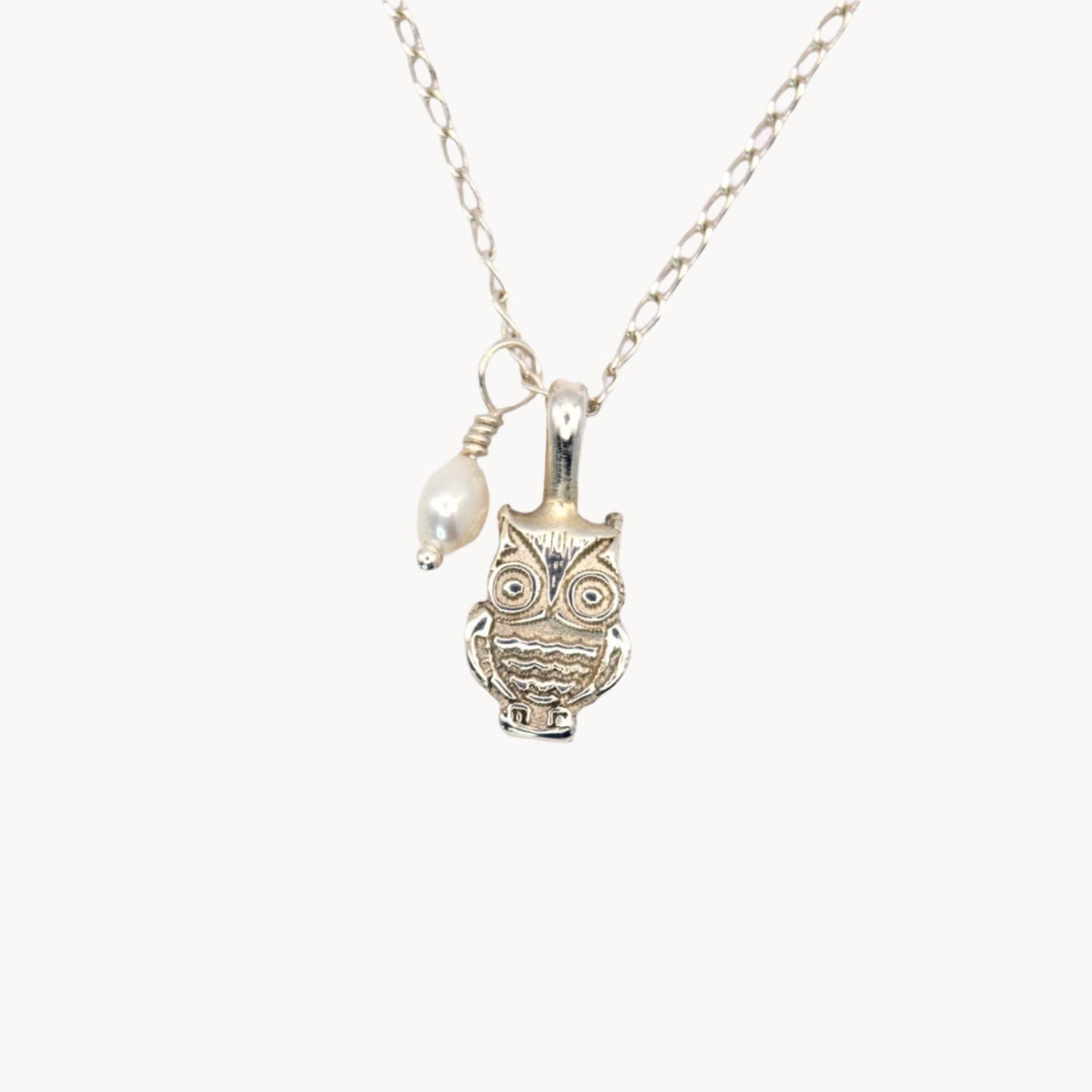 Starlight Owl | Elegant Silver Owl & Pearl Necklace