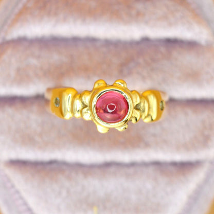 Guinevere Ring | Solid 9ct Gold Pink Tourmaline & Blue Sapphire Floral Ring