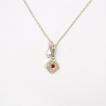 Tourmaline and Pearl Charm Necklace