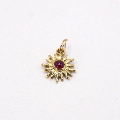 9ct Gold Sun Ra Talisman Charm with Rhodolite Garnet