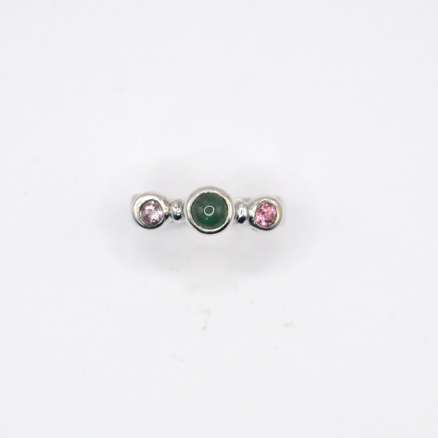 Gaia Ring | Roman-Inspired Sterling Silver Ring with Jade & Pink Tourmaline