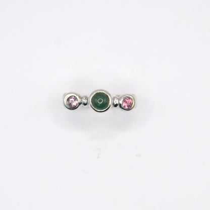 Gaia Ring | Roman-Inspired Sterling Silver Ring with Jade & Pink Tourmaline