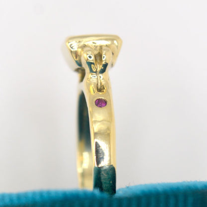 Nimue Ring | 9ct Solid Gold Forest Green Tourmaline Ring with Pink Sapphires