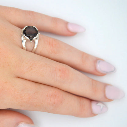 Morgan le Fay Ring | Beautiful Smokey Quartz Silver and Gold Jewellery