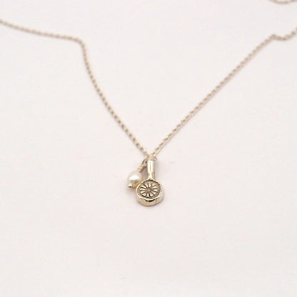 Wildflower Charm Necklace | Sterling Silver with Freshwater Pearl