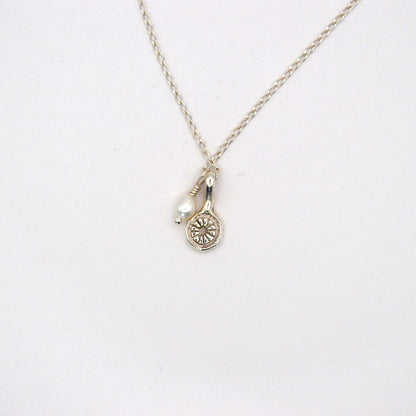 Wildflower Charm Necklace | Sterling Silver with Freshwater Pearl