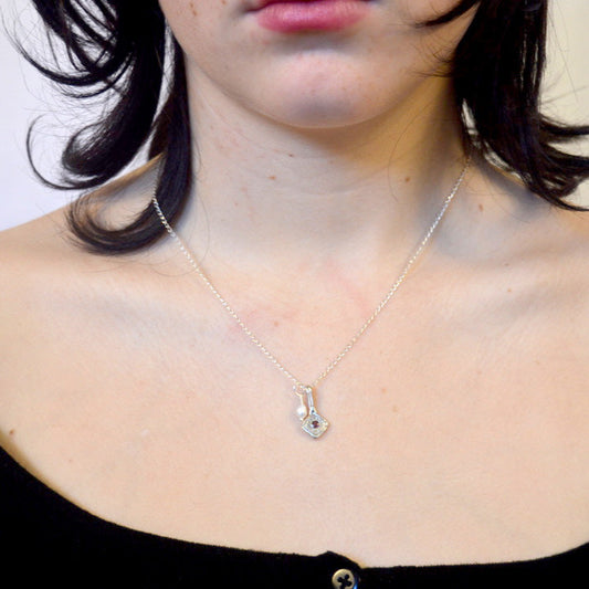 Tourmaline and Pearl Charm Necklace