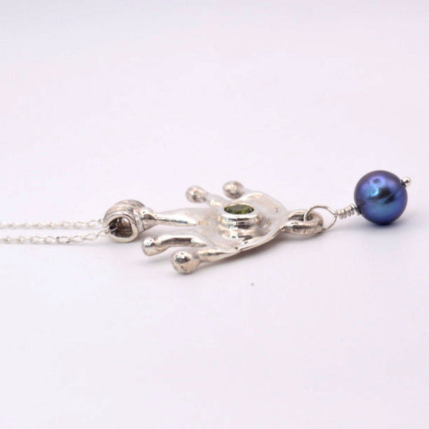 Third Eye Necklace | Spiritual Talisman with Peridot & Pearl
