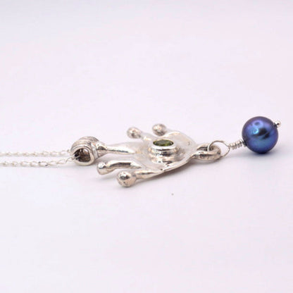 Third Eye Necklace | Spiritual Talisman with Peridot & Pearl