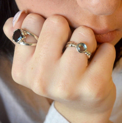 Morgan le Fay Ring | Beautiful Smokey Quartz Silver and Gold Jewellery