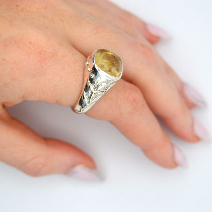 Golden Grail Ring | Sterling Silver & Citrine Gemstone Ring