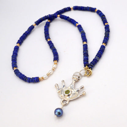 Third Eye Necklace | Spiritual Talisman with Peridot & Pearl