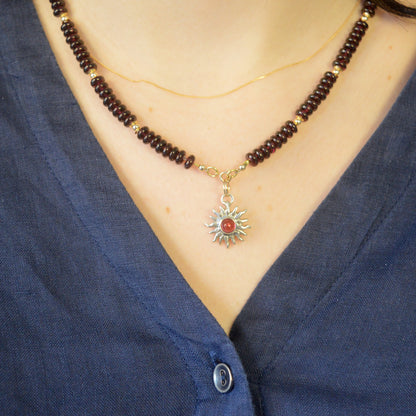 Exquisite Garnet and Solid Gold Necklace