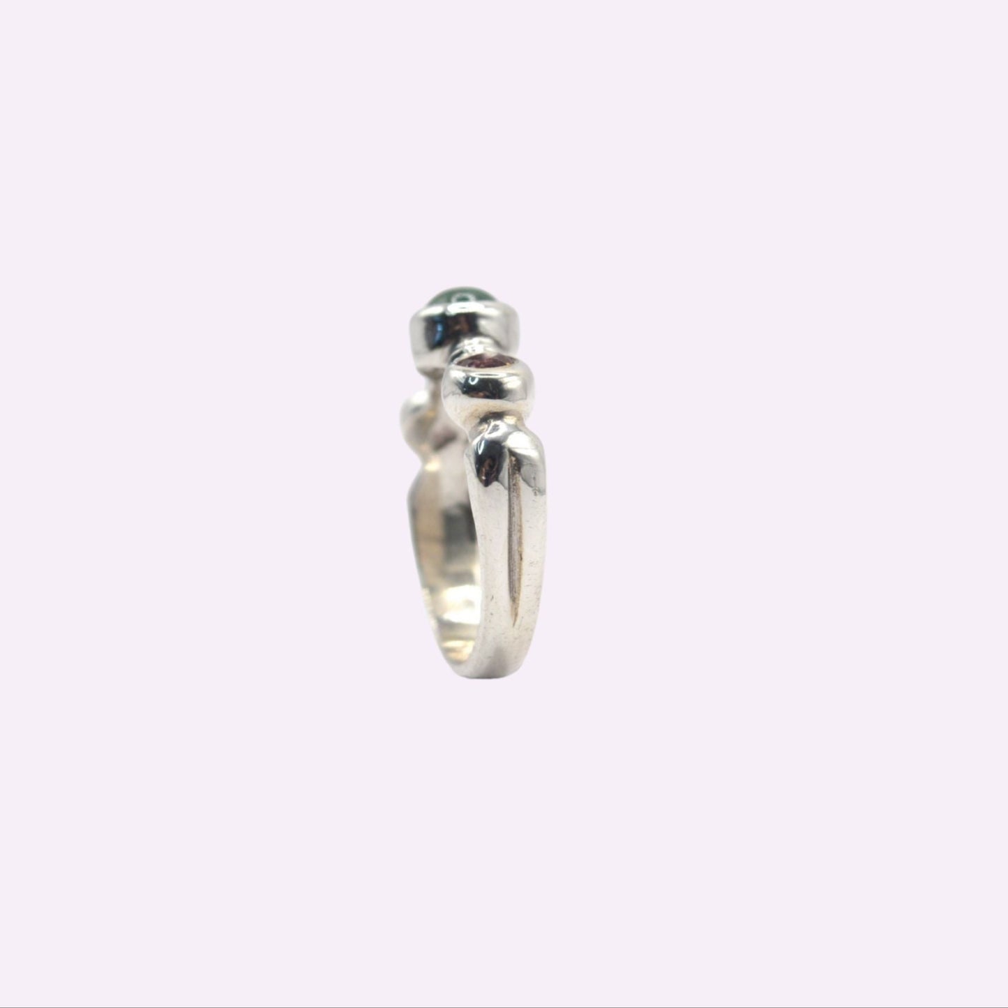 Gaia Ring | Roman-Inspired Sterling Silver Ring with Jade & Pink Tourmaline