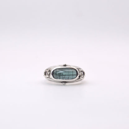 Amphitrite Ring | Sterling Silver with Tourmaline & Sapphire