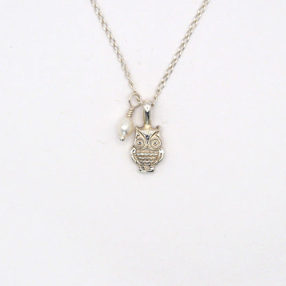Starlight Owl | Elegant Silver Owl & Pearl Necklace