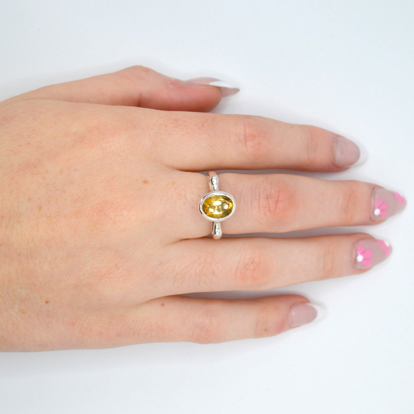 Solara's Radiance | Art Deco Sterling Silver Ring with Citrine