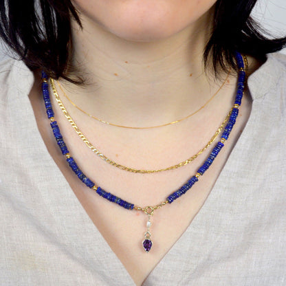Lapis Lazuli & Pearl Necklace | Solid Gold & Handcrafted