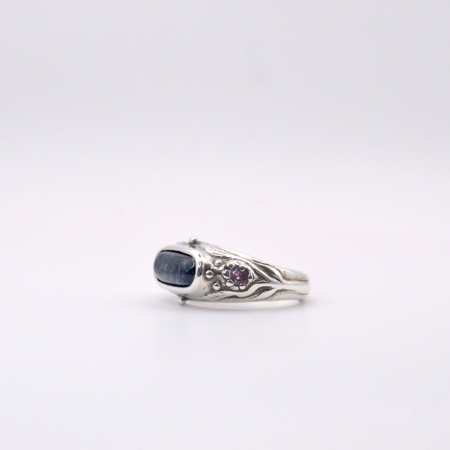 Amphitrite Ring | Sterling Silver with Tourmaline & Sapphire