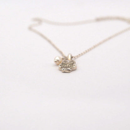 Starlight Owl | Elegant Silver Owl & Pearl Necklace