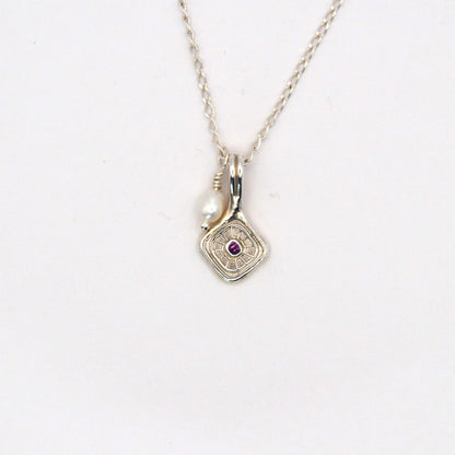Tourmaline and Pearl Charm Necklace