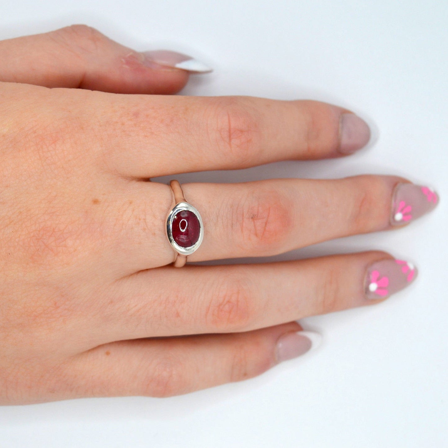 Raspberry Gaze Ring | Sterling Silver Garnet Ring