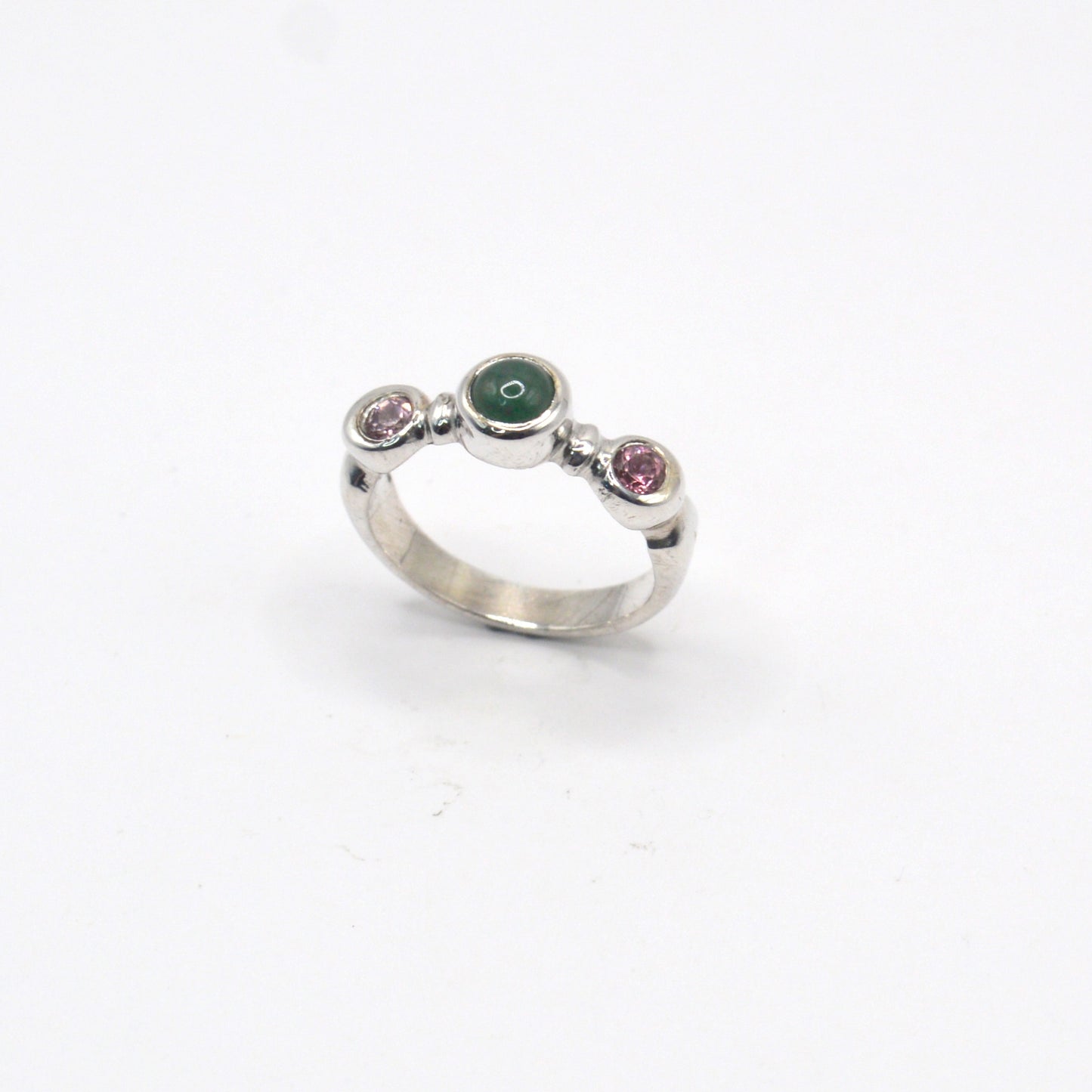 Gaia Ring | Roman-Inspired Sterling Silver Ring with Jade & Pink Tourmaline