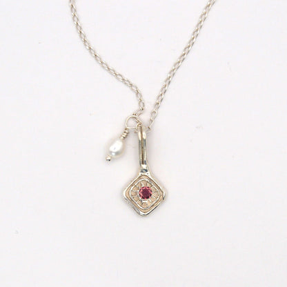 Tourmaline and Pearl Charm Necklace
